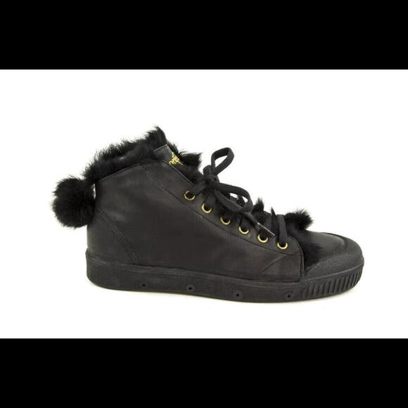 NEW SPRING COURT WOMENS B2 RABBIT W NOIR BLACK LEATHER & FUR LINING HIGH TOPS - Picture 4 of 5